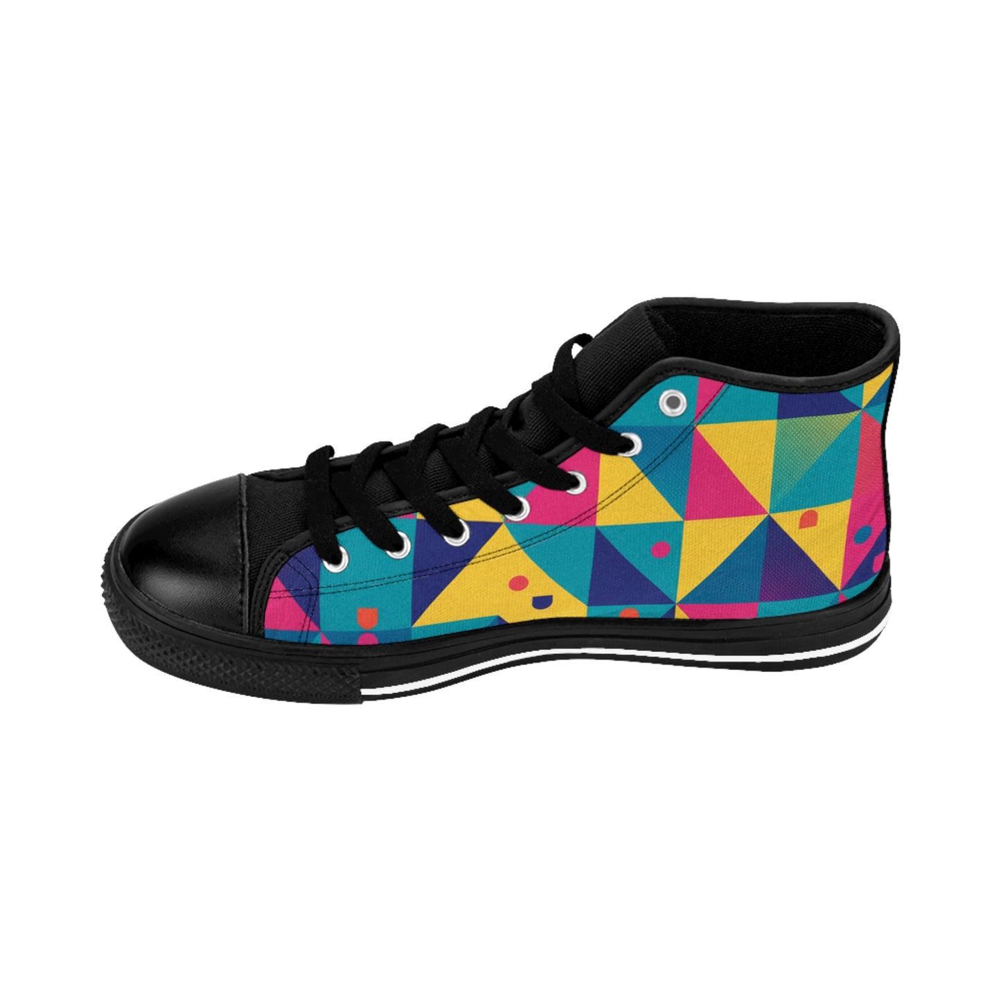 Men's Retro  Geometric Color-Block High-Top Sneakers — Men's Retro Triangle Pattern (free shipping)