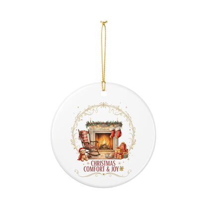 Ceramic Ornament — "Christmas Comfort & Joy" Fireplace Holiday Decoration