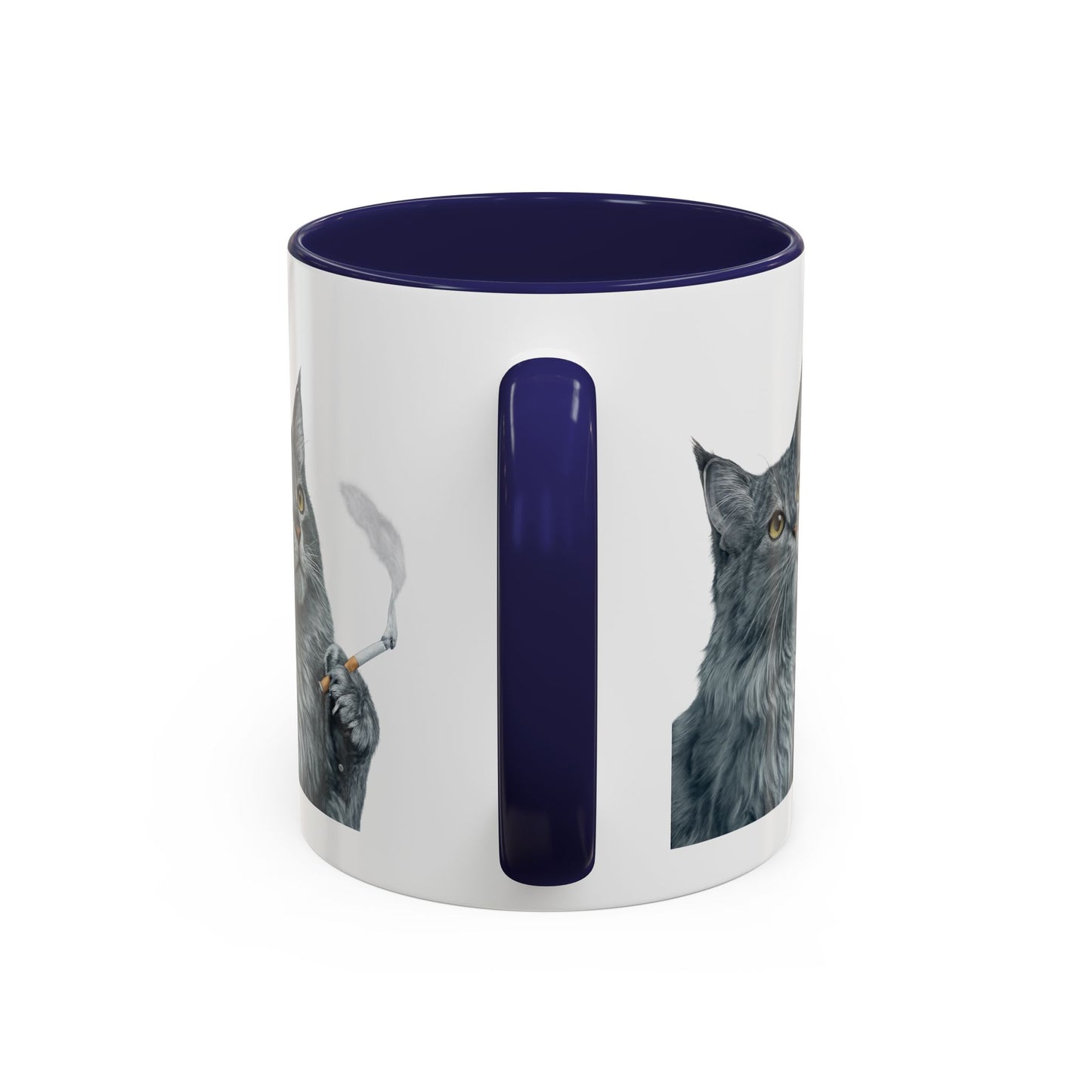 Happy and Dazzling smoking Cat Coffee Mug — Cute Cat smoking a cigarette Illustration Accent Mug (11/15 oz) (free shipping)