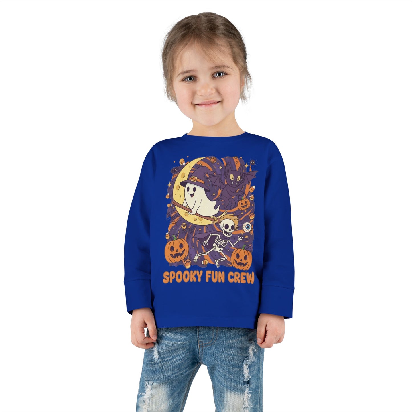 Toddler Halloween Long Sleeve Tee, Spooky Fun Crew Shirt, Kids Halloween Apparel, Fall Outfit for Toddlers, Halloween Party Wear