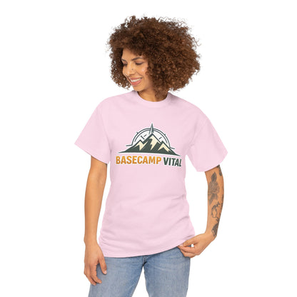 Base Camp Vital Mountain Compass Crewneck T-Shirt | Outdoor Hiking Graphic Tee | Midweight Cotton Trail Shirt (free shipping)