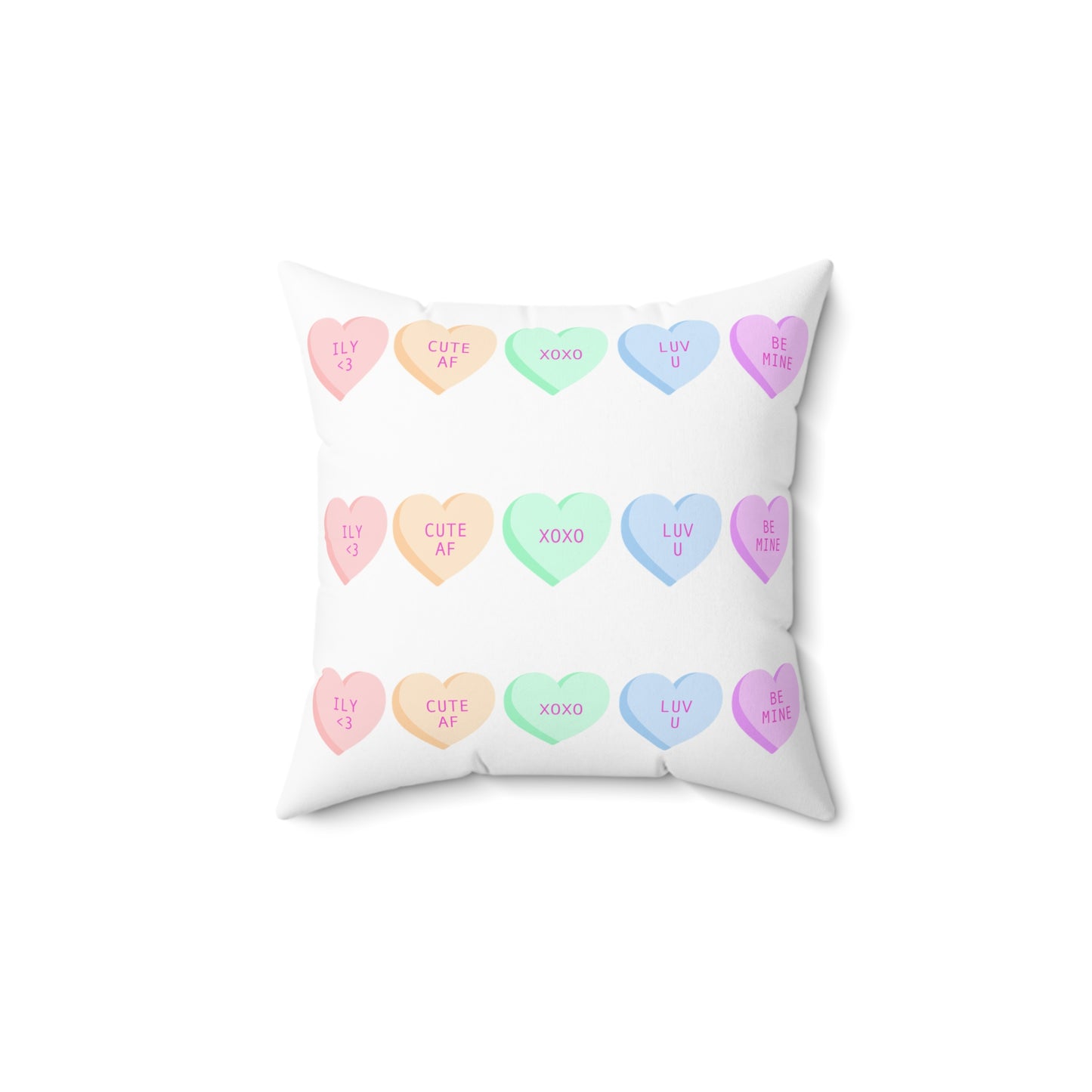 Candy Heart Conversation Pillow — Pastel Valentine Decorative Throw Pillow (free shipping)