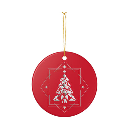 Geometric Christmas Tree Ceramic Ornament