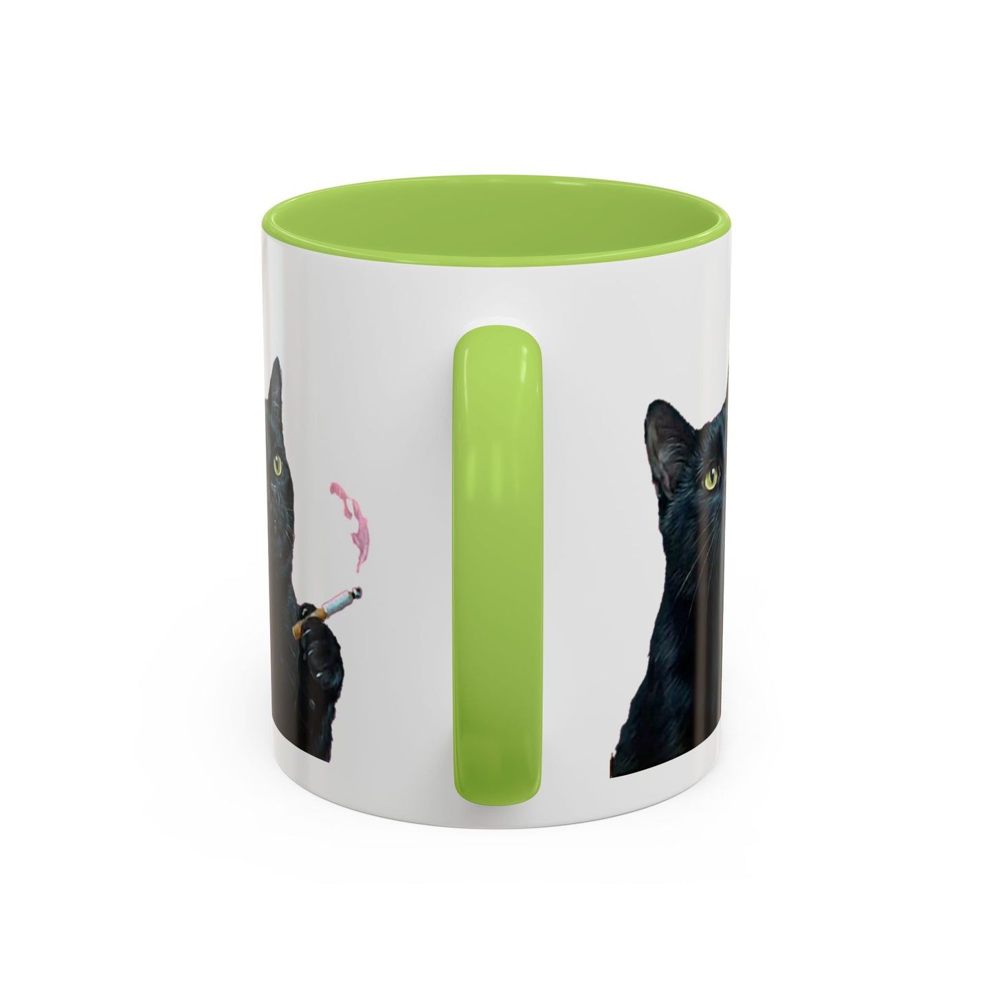 Happy and Dazzling smoking cat Cat Accent Coffee Mug — Cute Black Cat Coffee Cup (11/15oz) (free shipping)
