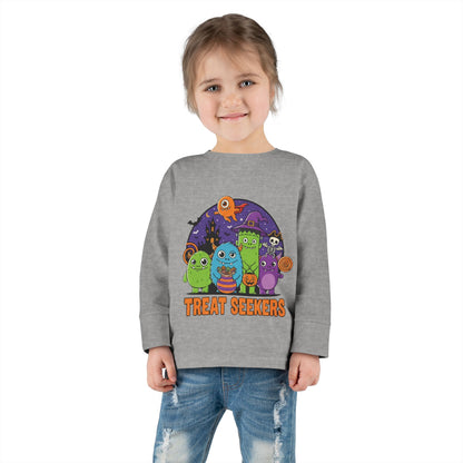 Toddler Halloween Long Sleeve Tee - Cute Treat Seekers Graphic, Kids Halloween Shirt, Trick-or-Treat Top, Fall Celebration Clothes