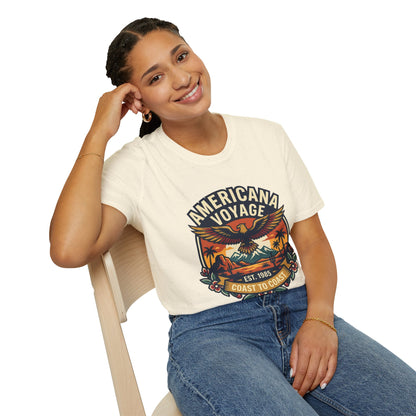 Americana Voyage retro Graphic T-Shirt — Coast to Coast Eagle Sunset