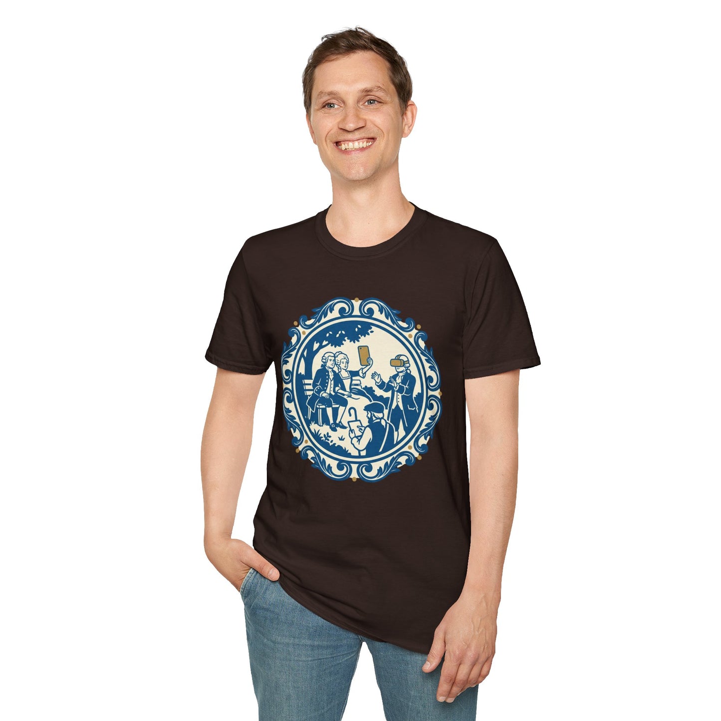 Vintage Blue Rococo Smartphone Toile -  T-Shirt