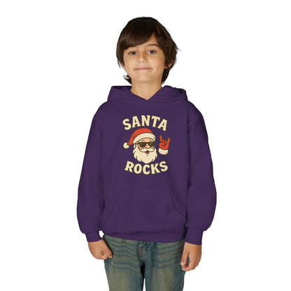 Youth Hoodie — "Santa Rocks" Cool Santa Christmas Sweatshirt