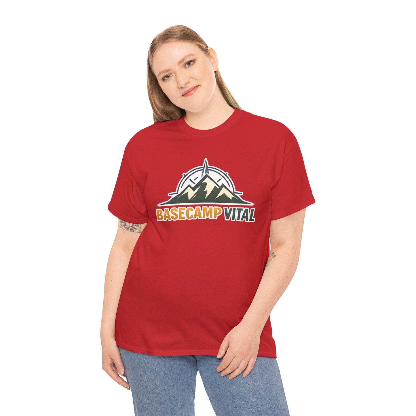Base Camp Vital Mountain Compass Crewneck T-Shirt | Outdoor Hiking Graphic Tee | Midweight Cotton Trail Shirt (free shipping)