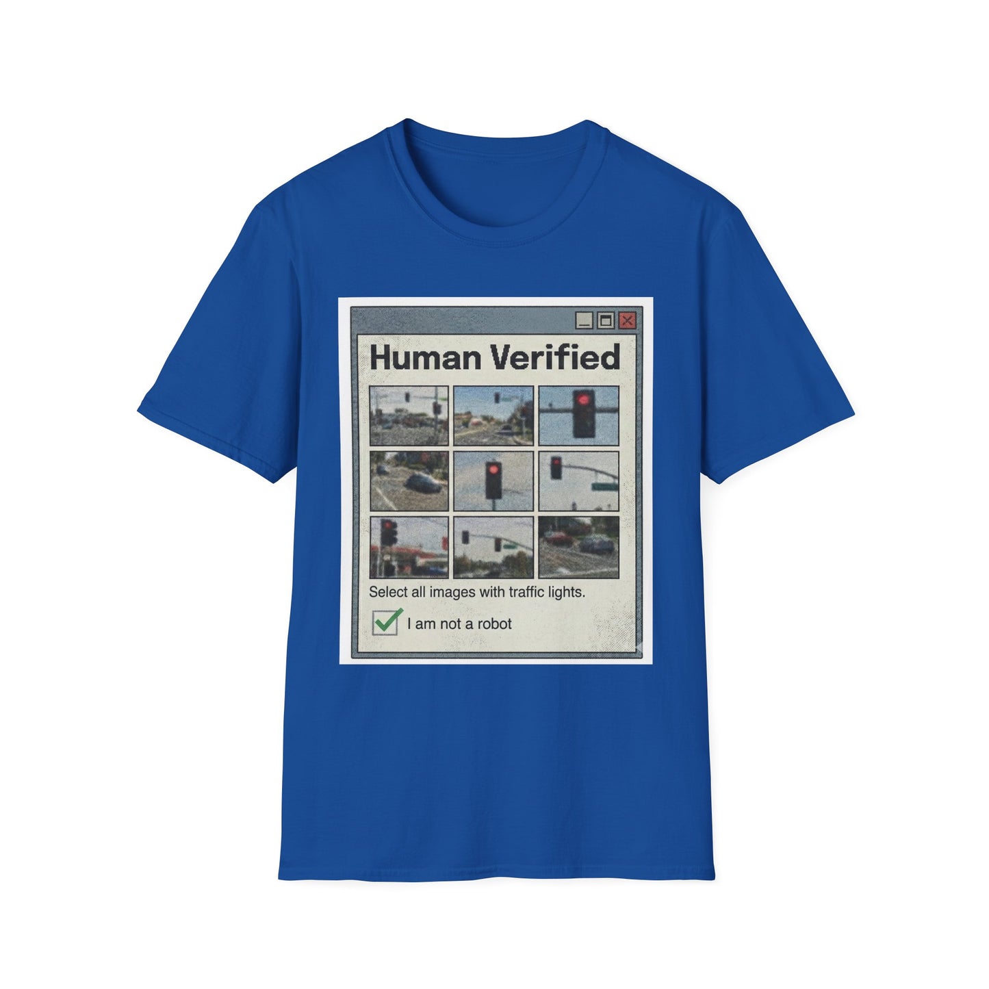 Human Verified T-Shirt – CAPTCHA Traffic Light Graphic Shirt