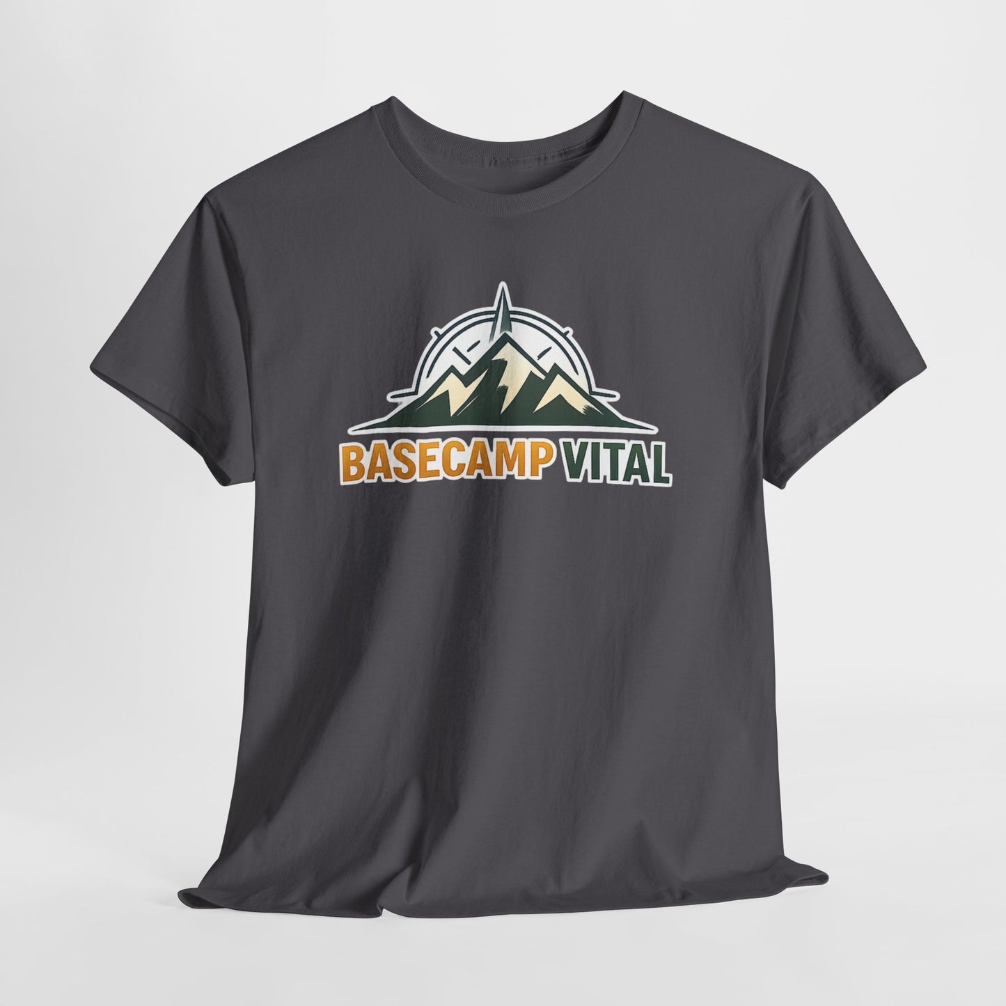 Base Camp Vital Mountain Compass Crewneck T-Shirt | Outdoor Hiking Graphic Tee | Midweight Cotton Trail Shirt (free shipping)