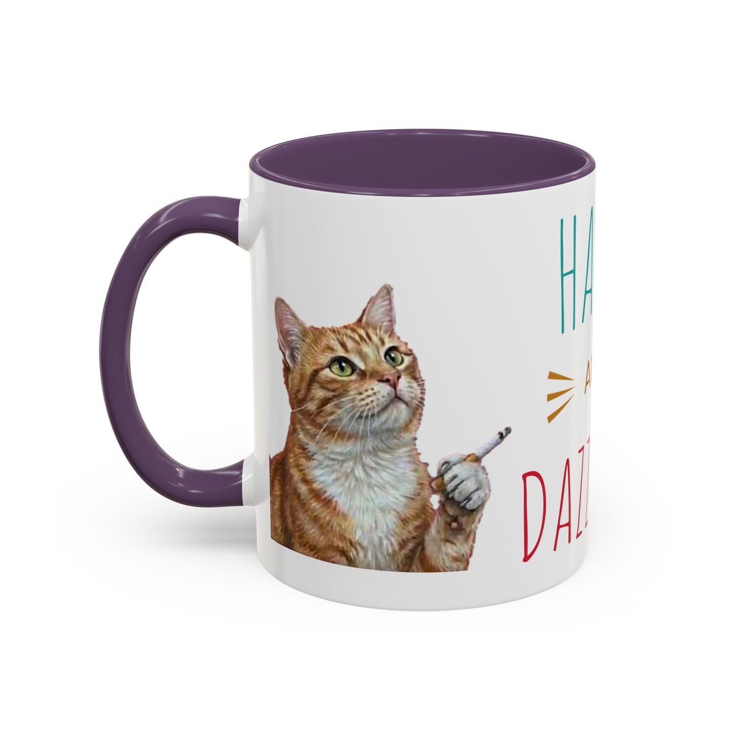 Happy and Dazzling Smoking Cat Coffee Mug — Cute Ginger Cat Accent Mug (11/15oz) (free shipping)