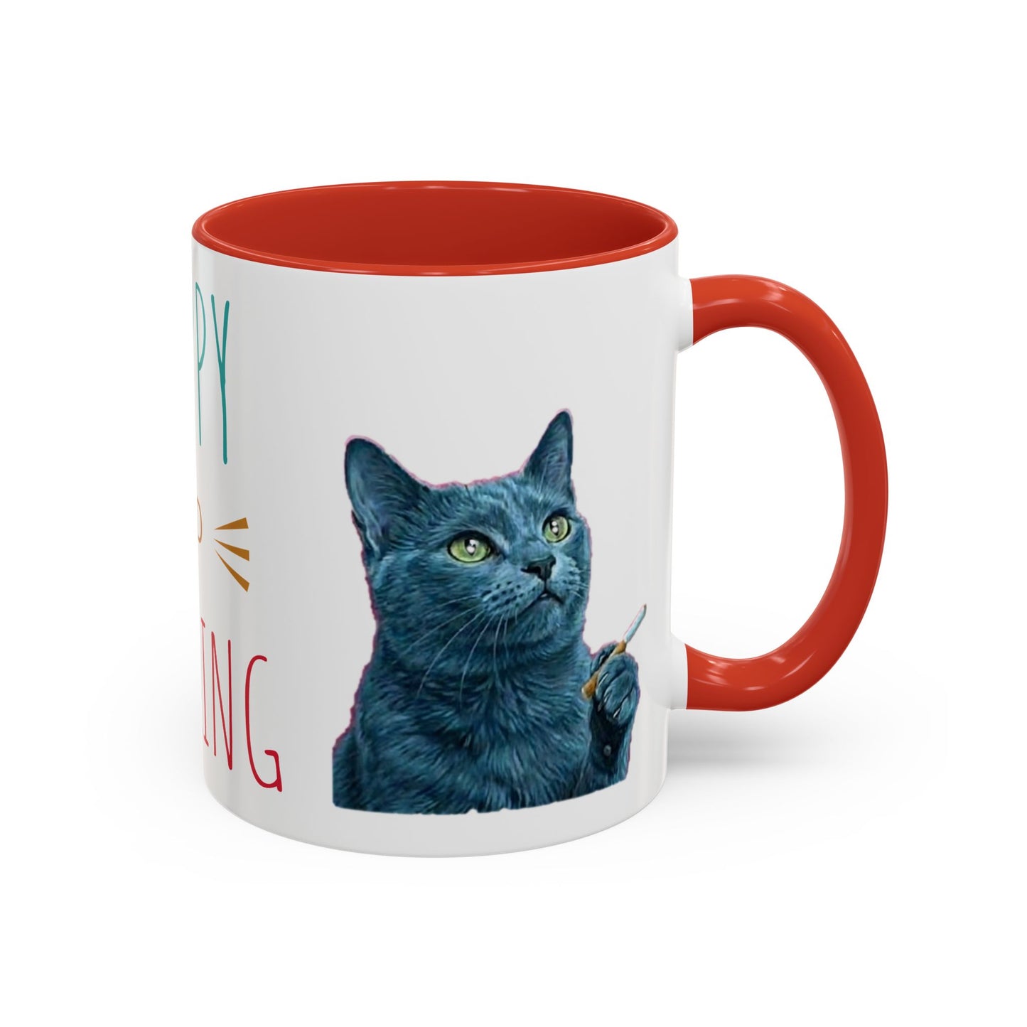 Happy and dazzling smoking cat Coffee Mug — "Happy and Dazzling" Cat Accent Mug (11/15oz) (free shipping)