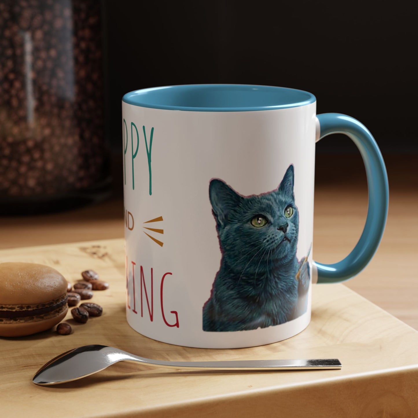 Happy and dazzling smoking cat Coffee Mug — "Happy and Dazzling" Cat Accent Mug (11/15oz) (free shipping)