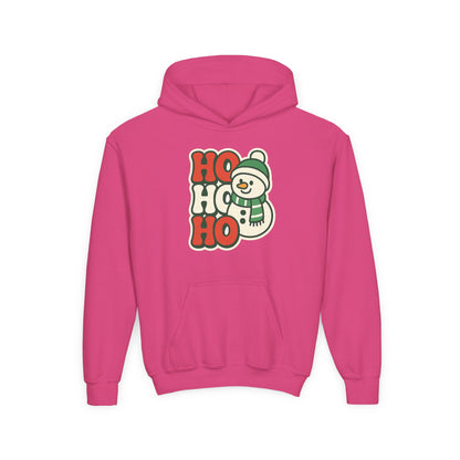 Youth kids Christmas Hoodie - 'HO HO HO' Snowman Holiday Sweatshirt