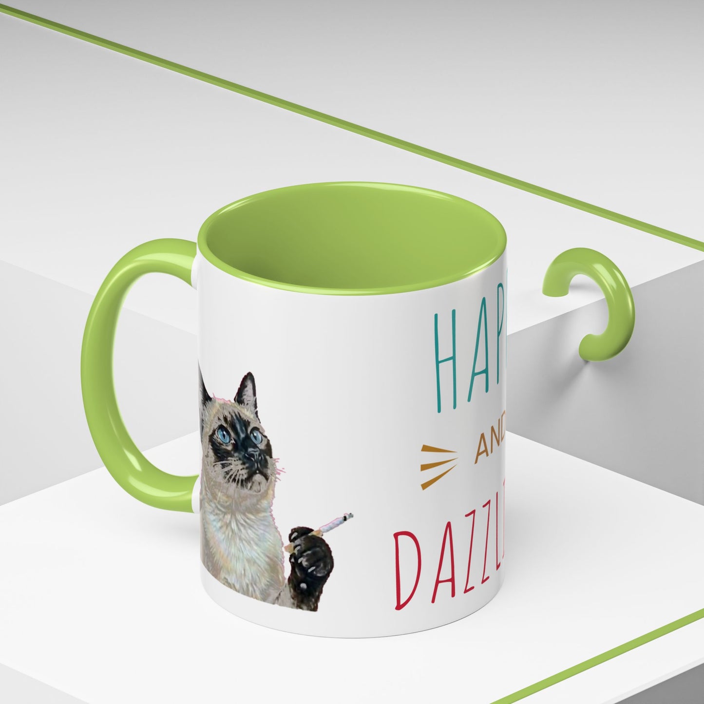 Happy and Dazzling Smoking Cat Accent Coffee Mug — 11/15oz (free shipping)
