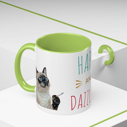 Happy and Dazzling Smoking Cat Accent Coffee Mug — 11/15oz (free shipping)